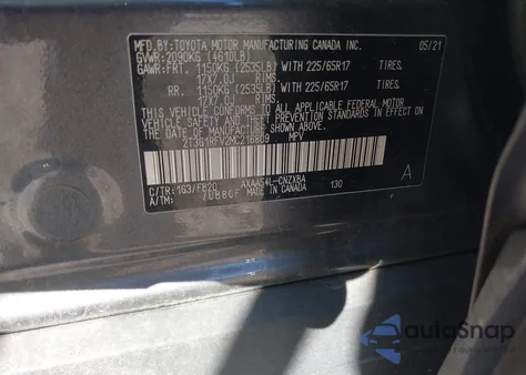 2021 Toyota Rav4 Le z USA, uszkodzony, nr VIN 2T3G1RFV2MC216809